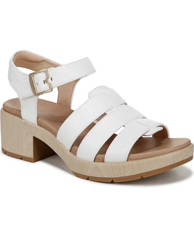 Dr. Scholl's Women's Oh Kay Block Heel Dress Sandals In White Faux Leather