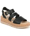 Dr. Scholl's Women's Once Twice Espadrille Platform Sandals In Black Faux Leather,cork