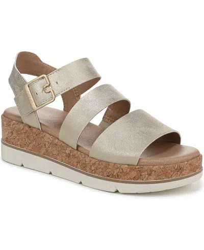 Dr. Scholl's Women's Once Twice Espadrille Platform Sandals In Gold Faux Leather