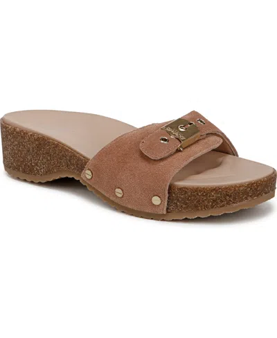 Dr. Scholl's Women's Original Flex Slide Sandals In Honey Brown Suede