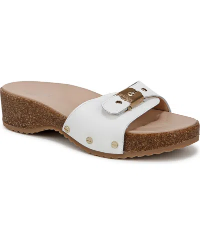 Dr. Scholl's Women's Original Flex Slide Sandals In White Leather