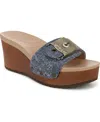 Dr. Scholl's Original Life Wedge Sandal In Dark Blue Denim Leather