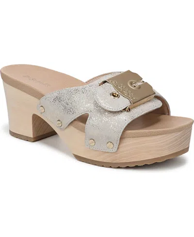 Dr. Scholl's Women's Original Max Too Slide Sandals In Champagne Metallic Leather