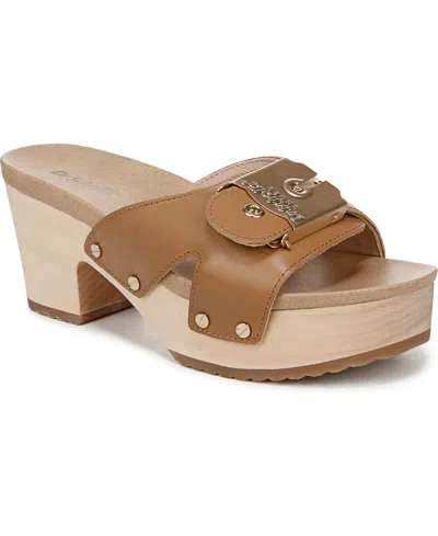 Dr. Scholl's Women's Original Max Too Slide Sandals In Honey Brown Leather