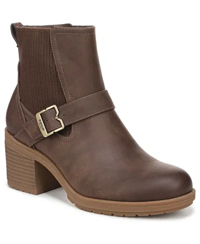 Dr. Scholl's Women's Parker Block Heel Lug Sole Zip Short Boots In Brown