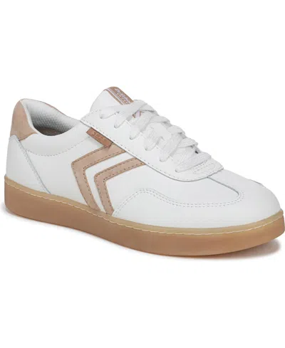 Dr. Scholl's Women's Rebel Sport Lace Up Sneakers In White,cuban Sand Leather,suede