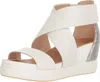 Dr. Scholl's Women's Scout Pull On Strappy Wedge Heel Sandals In White Leather In White