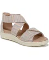 Dr. Scholl's Women's Time Off Fun Ankle Strap Wedge Sandals In Natural Beige Fabric