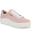 Dr. Scholl's Women's Time Off Go Closed Round Toe Lace Up Platform Sneakers In Blush Pink Microfiber