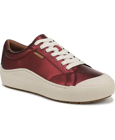 Dr. Scholl's Women's Time Off Lace Up Platform Sneakers In Burgundy