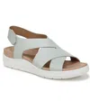 Dr. Scholl's Women's Time Off Sea Slingback Wedge Sandals In Ocean Green Faux Leather