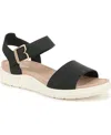 Dr. Scholl's Time Off Sky Ankle Strap Platform Sandal In Black Faux Leather