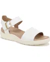 Dr. Scholl's Time Off Sky Ankle Strap Platform Sandal In White Faux Leather