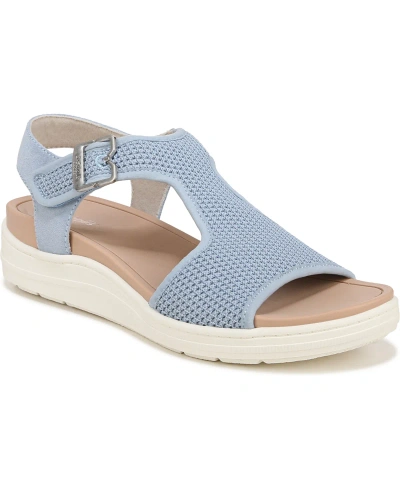 Dr. Scholl's Women's Time Off Sun Ankle Strap Sandals In Summer Blue Fabric