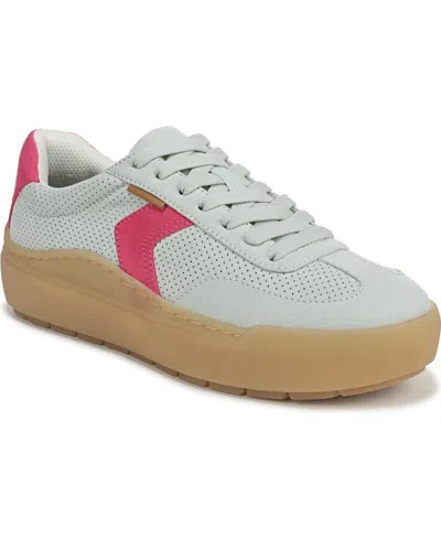 Dr. Scholl's Women's Time Off Win Lace Up Platform Sneakers In Mint Green Fabric