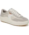 Dr. Scholl's Women's Time Off Win Lace Up Platform Sneakers In Oyster Faux Leather,fabric