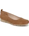 Dr. Scholl's Women's Timeless Square Toe Ballerina Flats In Honey Brown Faux Leather