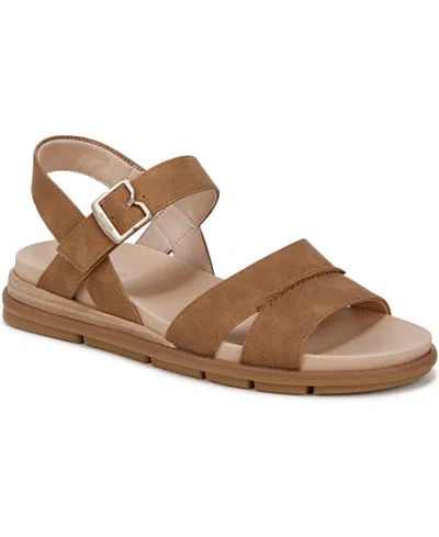 Dr. Scholl's Women's Timeless Fun Open Round Toe Strappy Sandals In Honey Brown Faux Leather