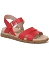 Dr. Scholl's Women's Timeless Fun Open Round Toe Strappy Sandals In Red Faux Leather