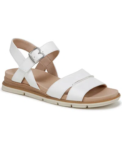 Dr. Scholl's Women's Timeless Fun Open Round Toe Strappy Sandals In White Faux Leather