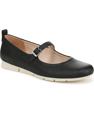Dr. Scholl's Women's Timeless Jane Closed Round Toe Mary Jane Flats In Black Faux Leather