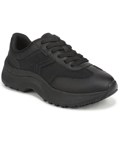 Dr. Scholl's Women's Walk Mode Slip Resistant Service Lace-up Sneakers In Black Mesh