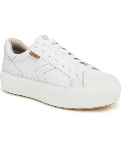 Dr. Scholl's Women's Young And Free Lace Up Platform Sneakers In White Leather