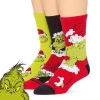 Dr. Seuss Cozy Unisex Adult 3 Pair Grinch Crew Socks In Green