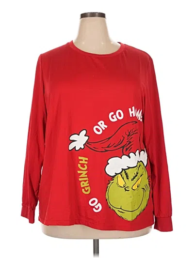 Pre-owned Dr. Seuss Long Sleeve Top Red Crew Neck Tops