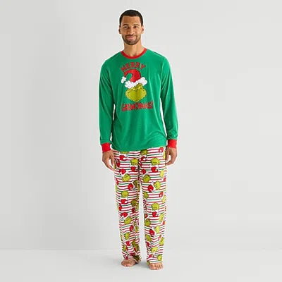 Dr. Seuss Mens Grinch Long Sleeve 2-pc. Pajama Set In Green