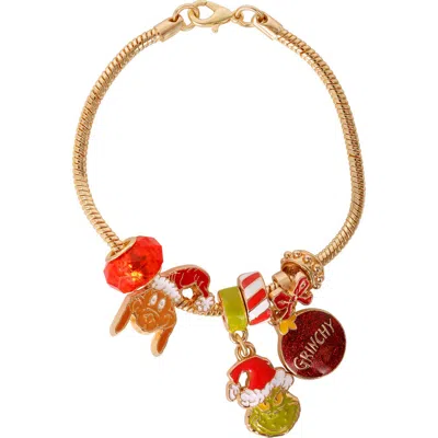 Dr. Seuss The Grinch Charm Bracelet For Women Official License, 7" In Gold