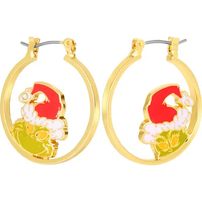 Dr. Seuss The Grinch Earrings For Women Official License, Mismatched Hoops In Gold