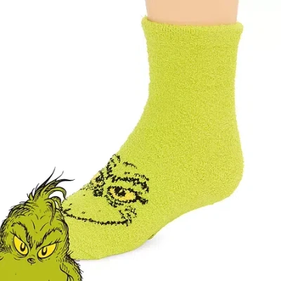 Dr. Seuss Babies' Unisex 1 Pair Toddler Grinch Crew Socks In Green