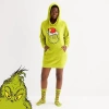 Dr. Seuss Womens  Grinch Fleece Hooded Long Sleeve Matching Family Nightgown In Green