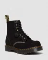 Dr. Martens' Round Toe Boots With Treaded Rubber Sole In Black
