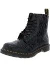 DR. MARTENS' 1460 PASCAL WOMENS LEATHER EMBOSSED COMBAT & LACE-UP BOOTS