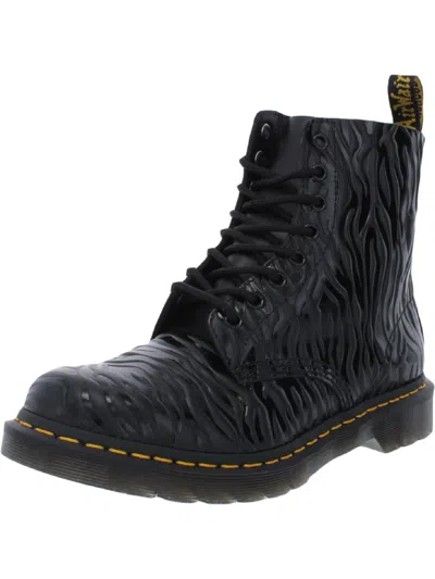 Dr. Martens' 1460 Pascal Womens Leather Embossed Combat & Lace-up Boots In Black
