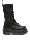Dr. Martens' Black 1b99 Pisa Leather Mid Calf Lace Up Boots In Black