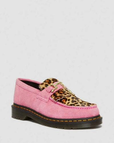 Dr. Martens' Adrian Hair-on Leopard Snaffle Loafers In Pink,leopard