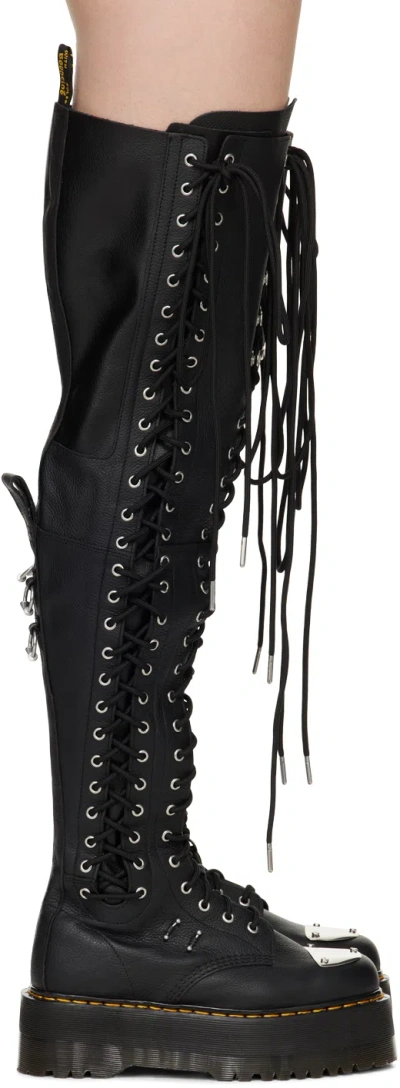 Dr. Martens' Black 28-eye Extreme Max Knee High Boots In Black Virginia