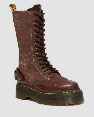 Dr. Martens' 1b99 Gothic Americana Leather Mid Calf Platform Boots In Brown