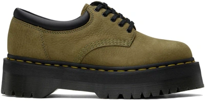 Dr. Martens' Green 8053 Quad Derbys In Muted Olive Tumbled