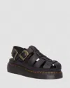 Dr. Martens Wrenlie Grizzly Leather Fisherman Sandals In Schwarz