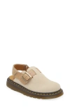 Dr. Martens' Jorge Ii Suede And Leather Mules With Straps In Parchment Beige