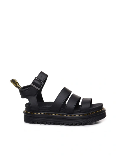 Dr. Martens' Leather Sandals With Blaire Strap In Black Hydro
