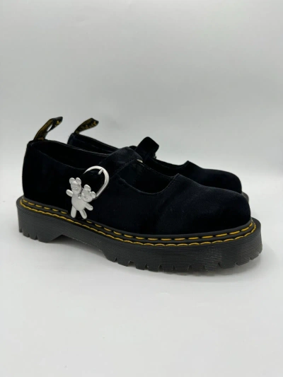 Pre-owned Dr. Martens' Size 9w / 41 - Heaven By Marc Jacobs X Dr. Martens Addina Mary Jane Velvet Black