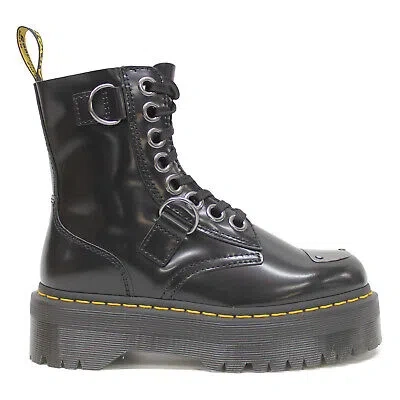 Pre-owned Dr. Martens' Dr. Martens Unisex Boots Jadon Alt Casual Lace Up Ankle Buttero Leather In Black