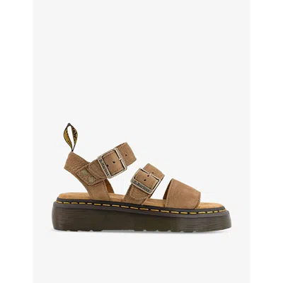 Dr. Martens' Dr. Martens Womens Savannah Tan Gryphon Quad Strap-embellished Platform Leather Sandals