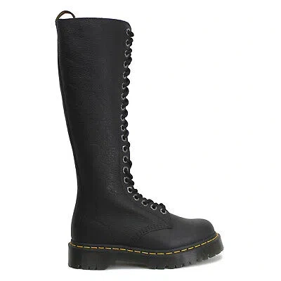Pre-owned Dr. Martens' Dr. Martens Womens Boots 1b60 Bex Casual Zip Calf Length Pisa Leather In Black