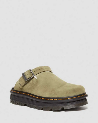 Dr. Martens' Zebzag Suede Casual Singback Platform Mules In Grün